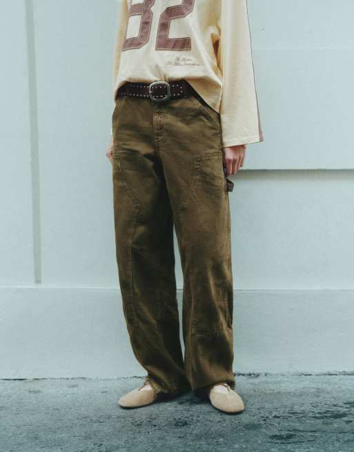 Pull&Bear Carpenter jeans in brown, 2 of 7