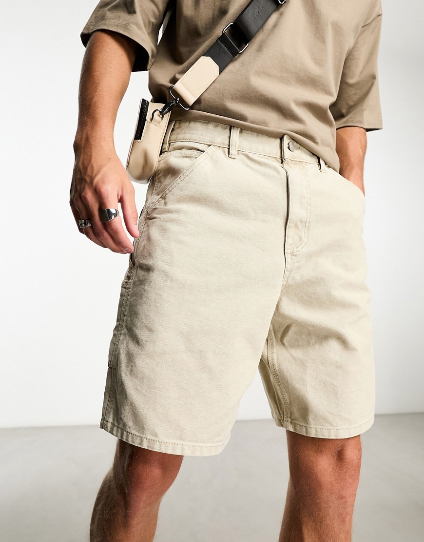 Pull & Bear Carpenter Shorts In Stone-neutral