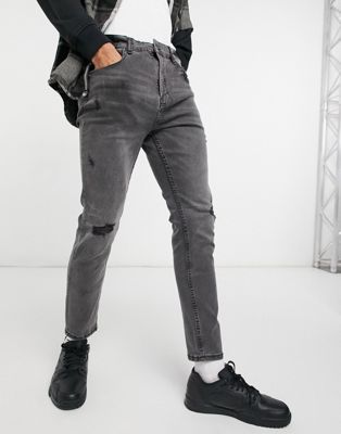 Pull&Bear carrot fit jean in washed grey with rips