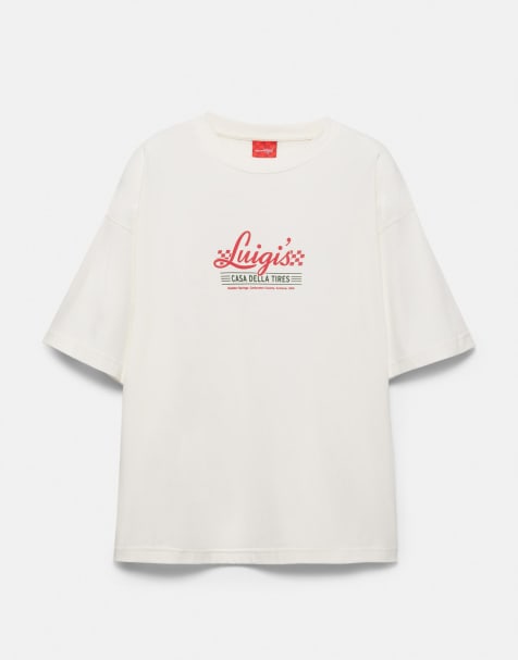 Pull&Bear – Cars Luigi's – T-Shirt in Wollweiß - view 1