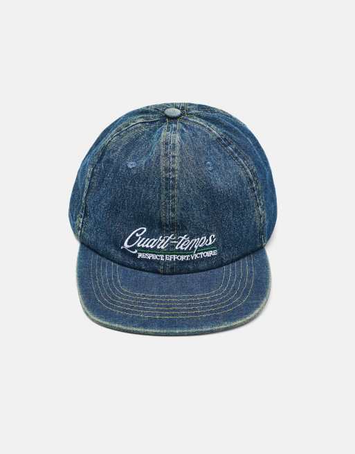 Pull&Bear casquette en jean brodée bleue, 2 de 5