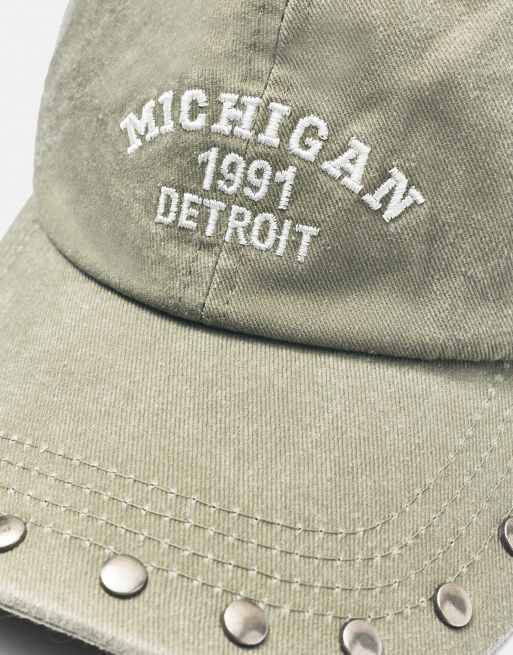Pull&Bear casquette Michigan à clous kaki, 2 de 4