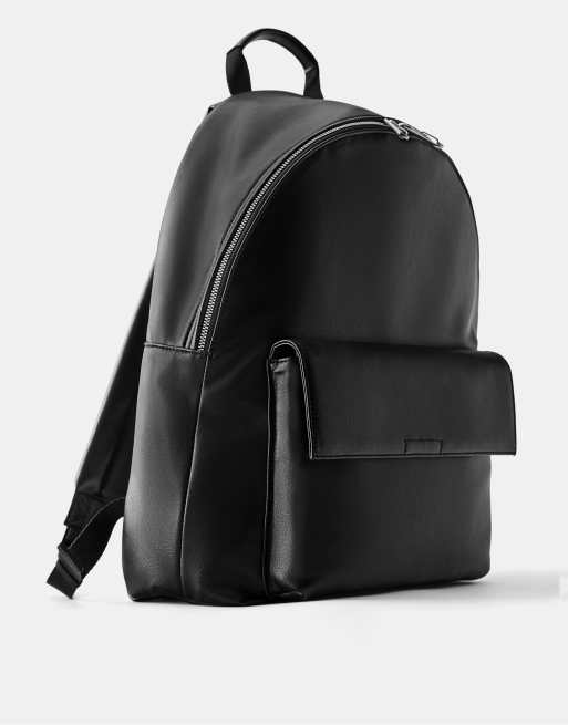 Pull&Bear Casual flap backpack in black, 2 of 4