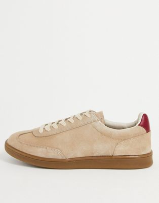Pull&Bear casual leather trainers in beige