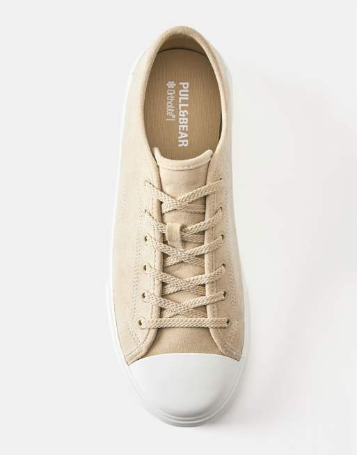 Pull&Bear casual sneakers med detalje i ecru, 3 af 4