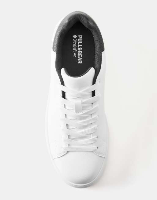 Pull&Bear casual sneakers med detalje i hvid, 3 af 4
