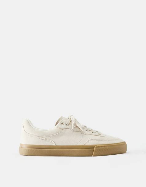Pull&Bear Casual suede trainers in ecru - view 1