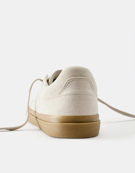 Pull&Bear Casual suede trainers in ecru, 3 of 4