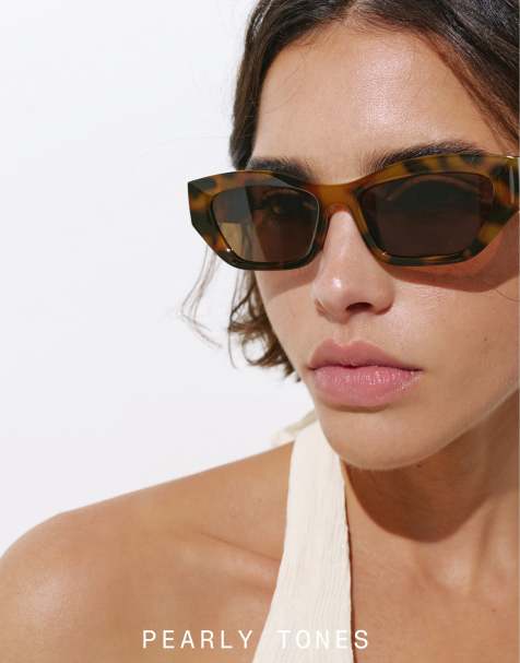 Pull&Bear – Cat-Eye-Sonnenbrille in Braun mit Schildpatt-Effekt - view 1