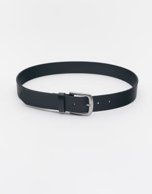 Pull & Bear - Ceinture 100 % cuir - Noir
