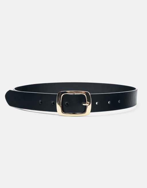 Pull&Bear ceinture à boucle rectangulaire noire, 2 de 5