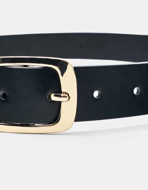 Pull&Bear ceinture à boucle rectangulaire noire, 3 de 5