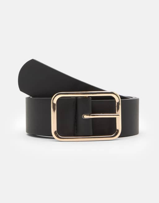 Pull&Bear Ceinture avec boucle rectangulaire Noir ASOS