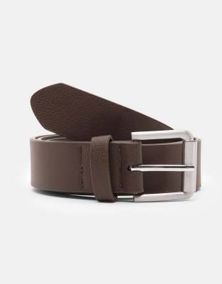 Pull & Bear - Ceinture basique effet cuir - Marron