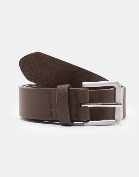 Pull&Bear - Ceinture basique effet cuir - Marron - view 1