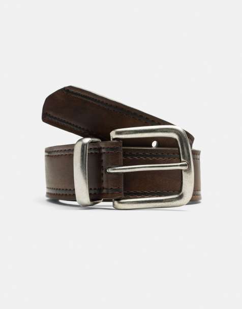Pull&Bear ceinture effet cuir surpiquée marron - view 1
