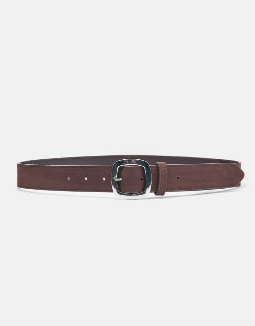 Pull&Bear ceinture en daim synthétique avec boucle arrondie couleur chocolat, 2 de 5