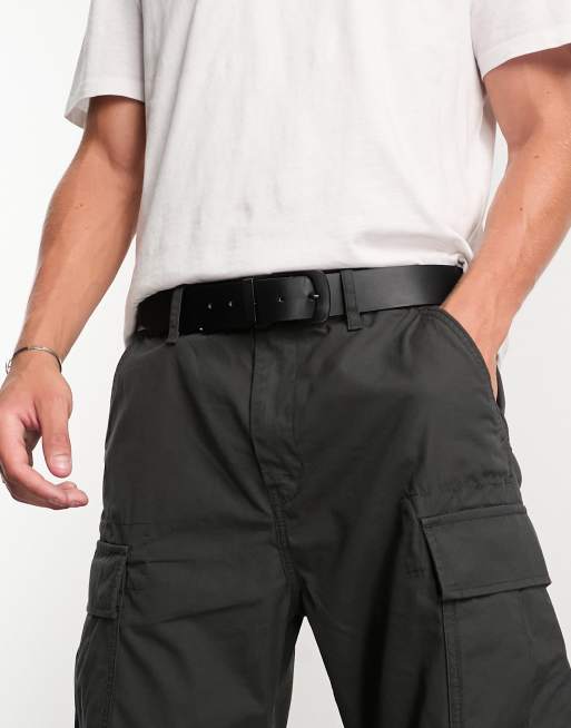 Pull&Bear - Ceinture en similicuir - Noir 