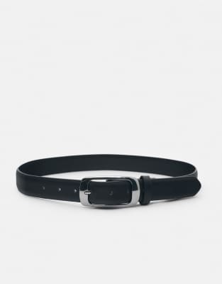 Pull & Bear - Ceinture imitation cuir avec boucle rectangulaire - Argenté S