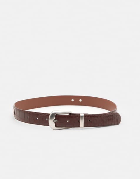 Pull&Bear - Ceinture imitation cuir - Marron - view 1