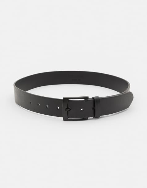 Pull&Bear - Ceinture imitation cuir mat - Noir - view 1