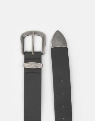 Pull & Bear - Ceinture style cow-boy en similicuir - Noir