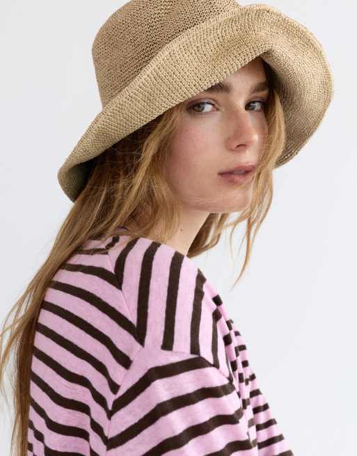 Pull&Bear - Chapeau tressé - Beurre, 2 de 4
