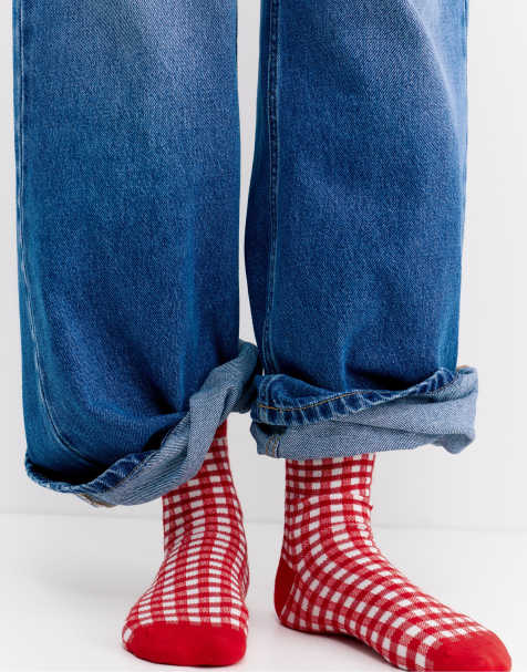 Pull&Bear - Chaussettes à carreaux vichy - Rouge - view 1