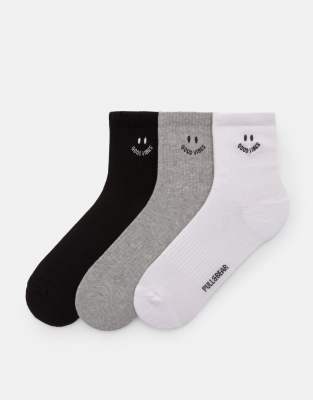 Pull & Bear - Chaussettes à motif Good Vibes - Multicolore