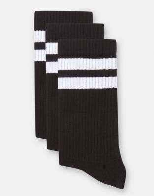 Pull & Bear - Chaussettes longues à bandes - Noir