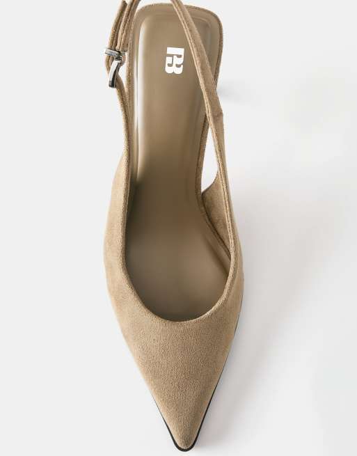 Pull&Bear - Chaussures à bride arrière et petit talon - Sable, 3 de 4