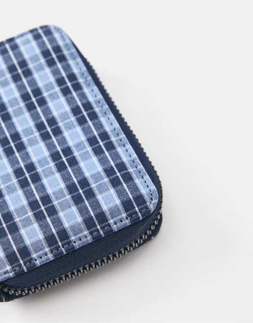 Pull&Bear Check coin purse in blue, 4 of 4