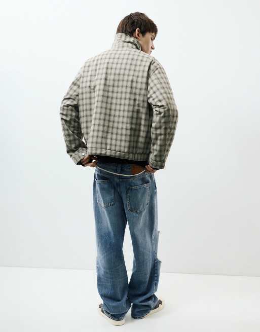 Pull&Bear Check jacket in pale green, 2 of 7