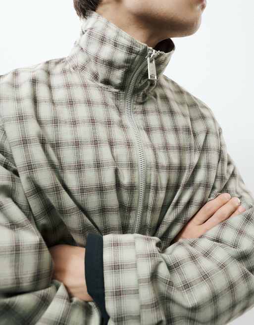 Pull&Bear Check jacket in pale green, 3 of 7