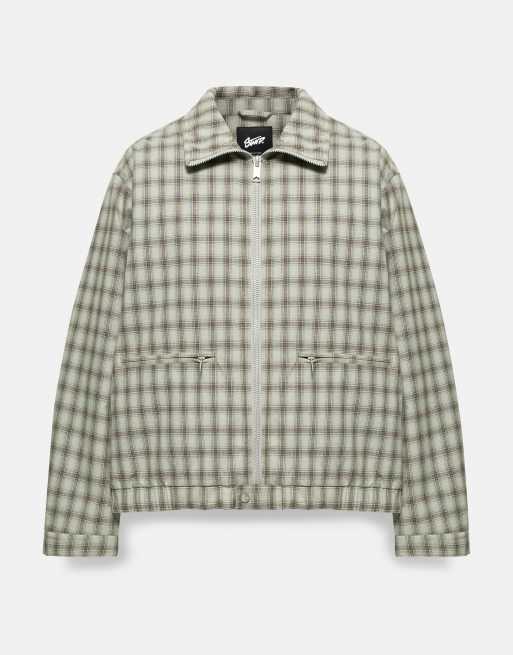 Pull&Bear Check jacket in pale green, 6 of 7