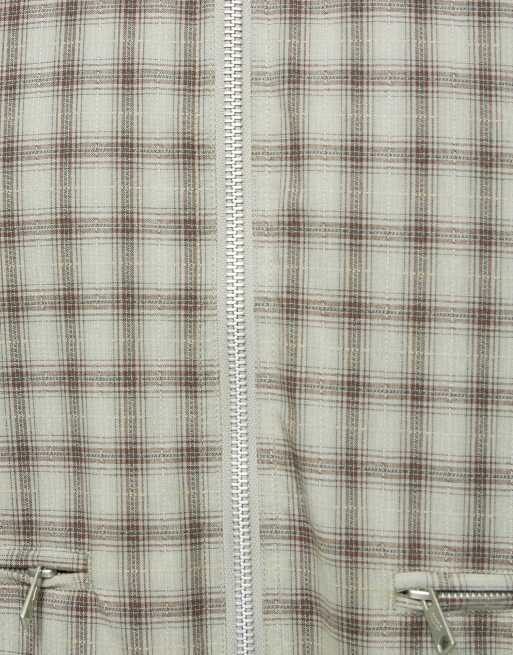 Pull&Bear Check jacket in pale green, 7 of 7