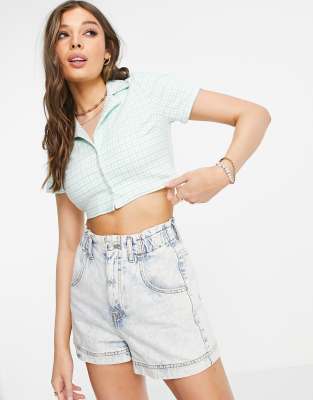 check print shirt in green
