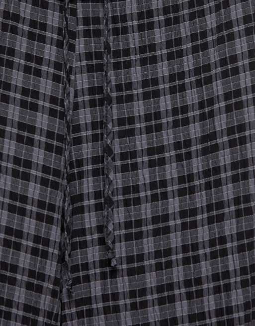 Pull&Bear Check sarouel trousers in grey, 6 of 7