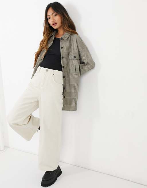 Pull&Bear check shacket in beige