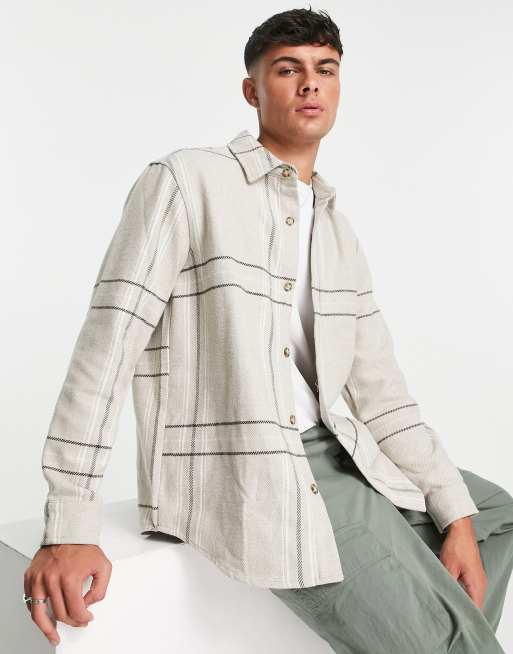 Pull&Bear check shirt in black and ecru