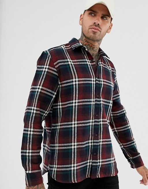 Pull&Bear check shirt in black/red
