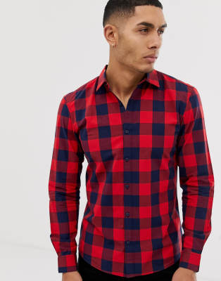Pull&Bear Pull&Bear check shirt in red-Green
