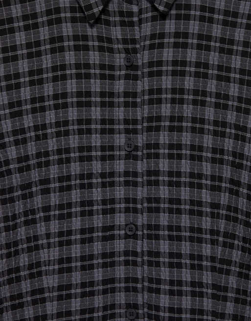 Pull&Bear Check shirt with darts in grey, 6 of 7