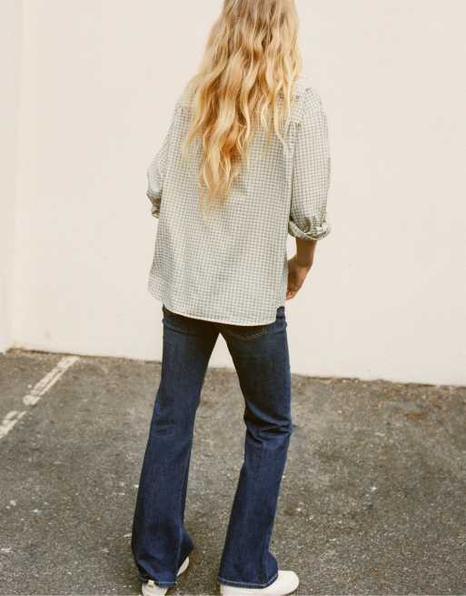 Pull&Bear Check shirt with pocket in vanilla, 3 of 7