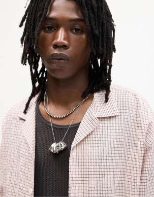 Pull & Bear Check Short Sleeve Shirt In Red