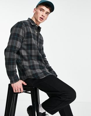 Pull&Bear checked flannel shirt in grey