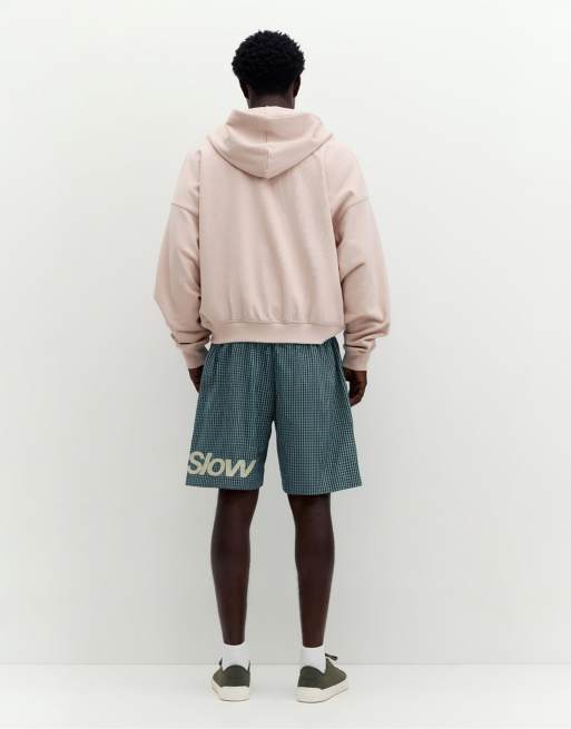Pull&Bear Checked graphic bermuda shorts in moss, 2 of 4