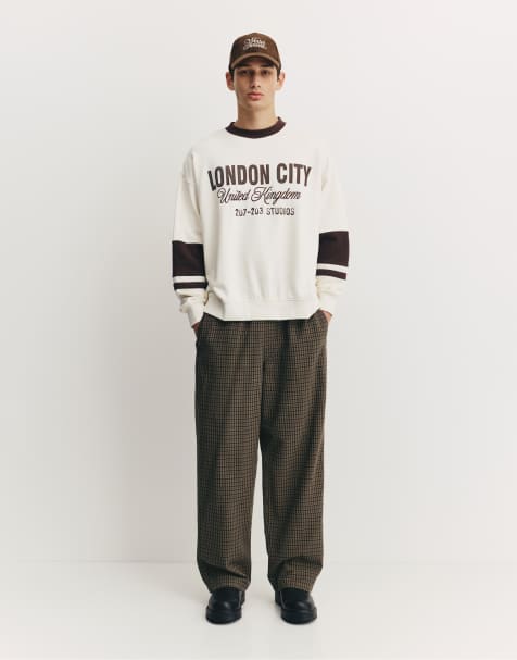 Pull&Bear Checked joggers in grey - view 1