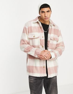 Pull&Bear checked shacket in pink