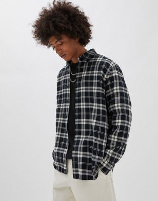 Pull&Bear checked shirt in black